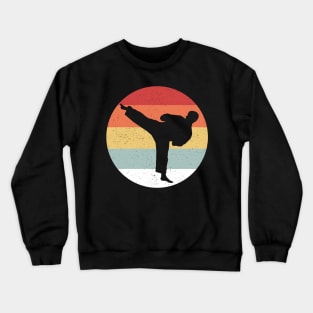 Karate Retro Vintage 70s 80s Silhouette Distressed Crewneck Sweatshirt